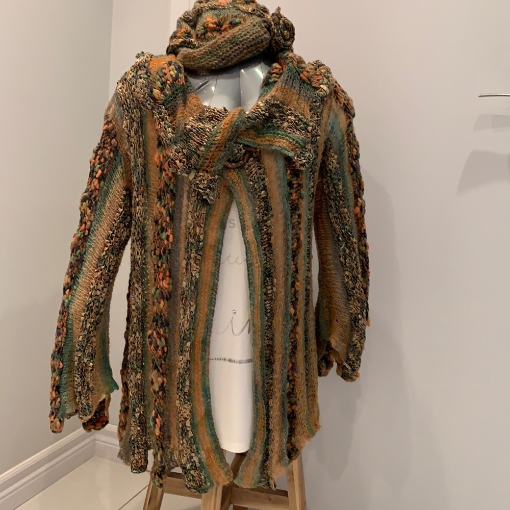 KNITTED BY ME🌺OOAK🌺Handmade Cardigan with Hat